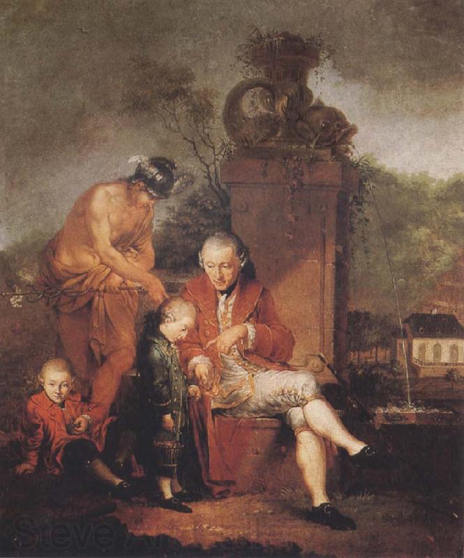 Januarius Zick Gottfried Peter de Requile with his two sons and Mercury France oil painting art